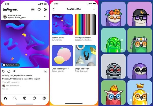 인스타그램에서 NFT("Non-fungible Tokens")를 사용하면 교환 불가능한 소유권 인증서가 있는 디지털 콘텐츠를 제공받을수 있다. (사진=인스타그램)