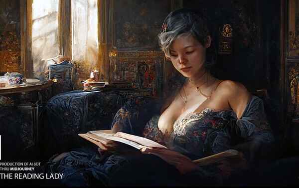 나는 말그대로 봇에게 반바지를 입고 우아한 여인이 프랑스 올드 클래식 방에서 책을 읽는 분위기와 함께 현실적인 사진을 만들어 달라고 요청했다.(사진=Mohamed Shokry El Kholy)