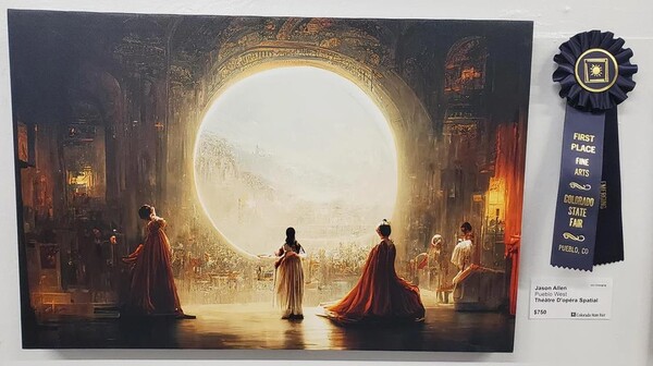 문제가 되고있는 미국 파인 아트 콘테스트에서 이미지 생성 AI프로그램 '미드저니(Midjourney)'가 그린 그림이 1위를 차지했다. (사진=DISCORD)