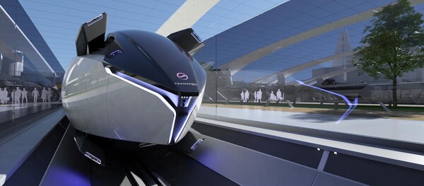 신 기술이 적용된 약 시속 1000km/h 이상의 속도로, 승객은 최대 54명 까지 승차 할 수 있는 플럭스젯 프로젝트가 공개되었다.(사진=TransPod)