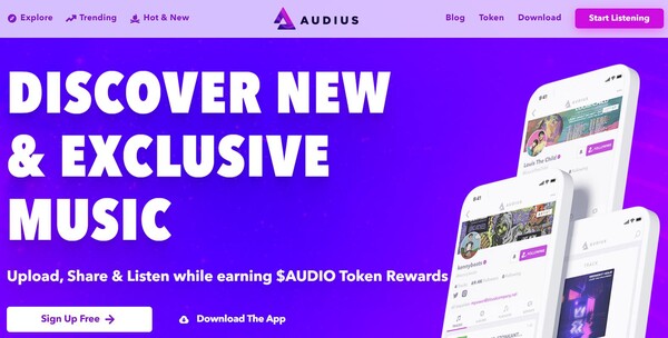 음악 플랫폼 웹3 버전, ‘오디우스(Audius)’.(사진=오디우스 웹사이트)