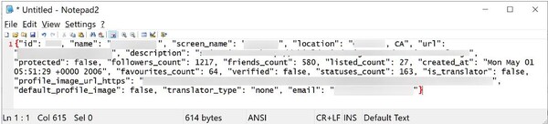 유출된 Twitter 사용자 기록 중 하나의 수정된 예.(사진= 브리핑컴퓨터)