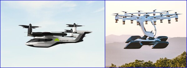 (좌측사진=슈퍼날의 eVTOL 항공기 S-A1의 3D 렌더링/우측사진= 에어크래프트)