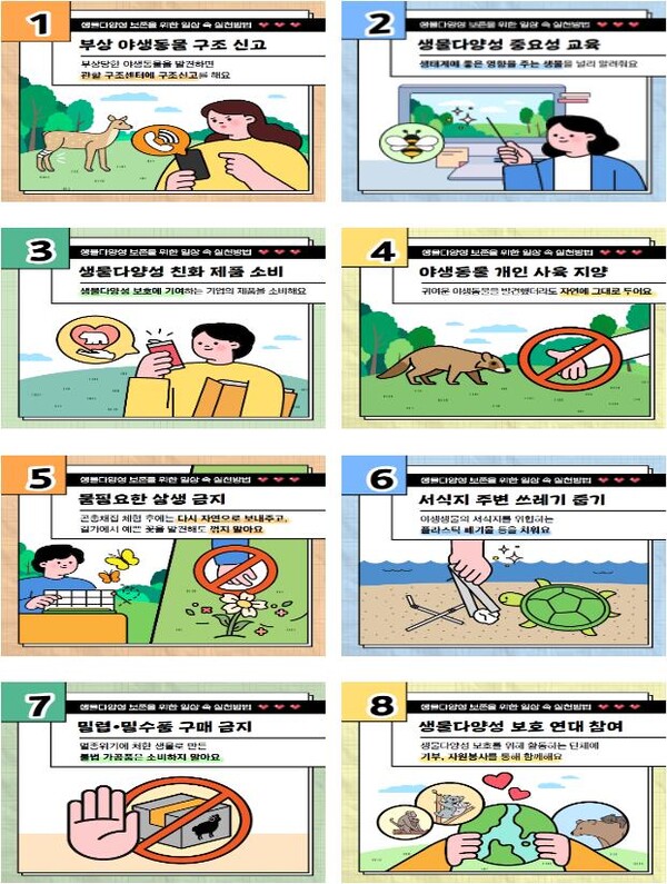 생물다양성 보존을 위한 8개 실천 방법 [제공=환경부]