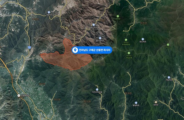 (사진=전남 구례군 산동면 좌사리 위치/네이버지도 캡처)