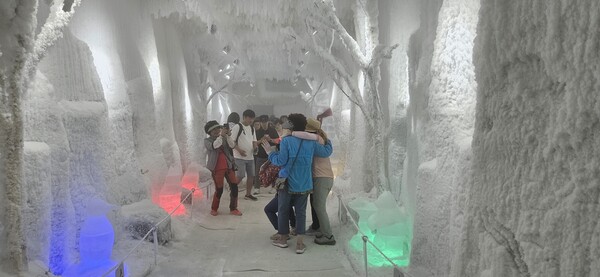 시크릿가든 얼음동굴에 6점의 얼음조각이 전시되어 있다