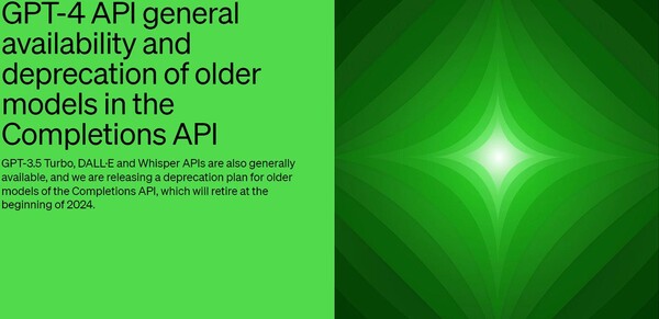 GPT-4 API 상용화 버전(GA)를 공개한 오픈AI(이미지=오픈AI)