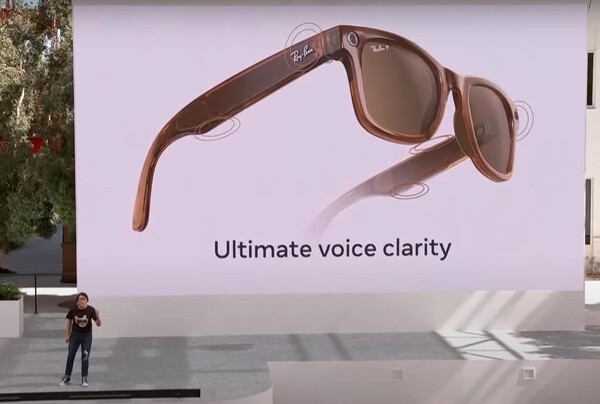 메타는 '레이벤 스마트 안경' 과 새로 출시된 '퀘스트 3' 헤드셋 등을 선보였다.(사진=Meta's annual AR/AI tech conference 라이브 캡처)