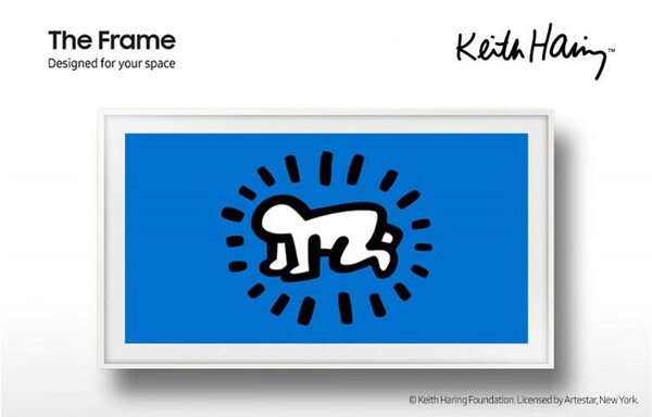 삼성전자가 라이프스타일 TV ‘더 프레임’을 통해 20세기 아티스트 ‘키스 해링’의 작품을 선보인다. ‘더 프레임’을 통해 만날 수 있는 ‘빛나는 아기(Radiant Baby)’ 작품 [제공=삼성전자]