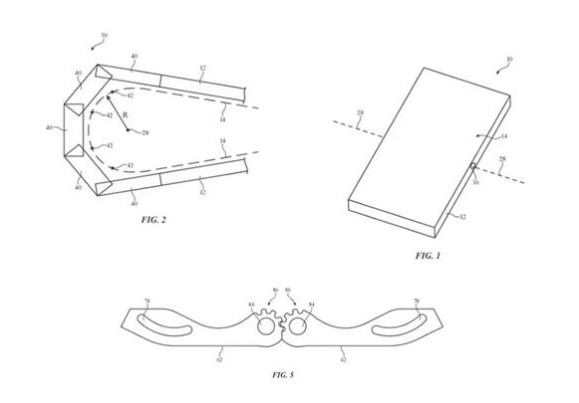 (사진=미국 특허상표청) 아이폰 플립 힌지에 대한 애플의 특허 출원 삽화