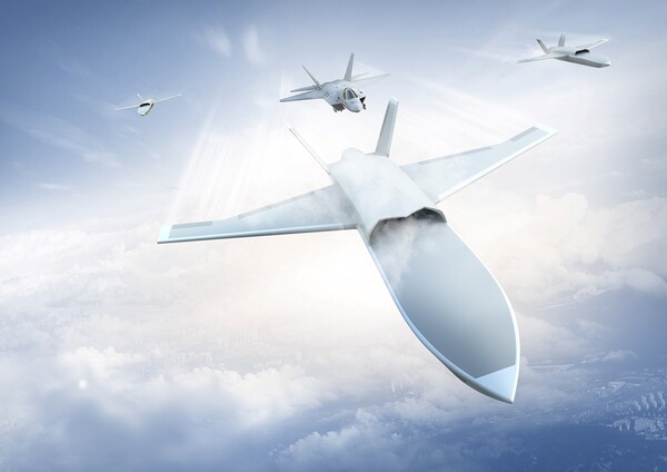 AESA 레이다가 탑재된 무인편대기 예상 이미지, 무인편대기용 AESA 레이다는 공랭식 및 타일형 TRB를 적용해 소형·경량화했다.(사진=한화)