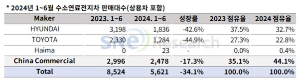 (출처: 2024년 7월 Global FCEV Monthly Tracker, SNE리서치)