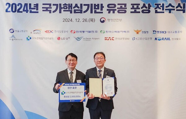2024년 국가핵심기반 행정안전부 장관상 수상 사진