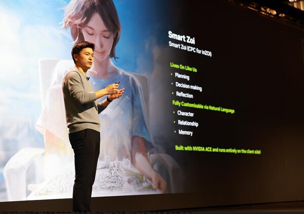 크래프톤이 CES 2025에서 엔비디아와 공동 개발한 AI 기술 ‘CPC(Co-Playable Character)*’를 선보였습니다.행사에는 이강욱 크래프톤 딥러닝본부장이 참여해 CPC를 발표하고, 해당 기술이 적용된 PUBG IP 프랜차이즈와 인조이의 시연 영상을 공개했다.(사진=크래프톤)