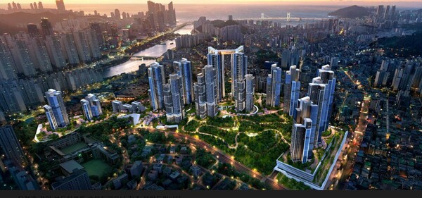 현대건설 컨소시엄은 부산 연산5구역 재건축사업이 단지명으로 ‘힐스테이트 롯데캐슬 센텀스카이’를 제안했다.(사진=현대건설) 