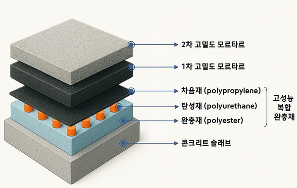 ▲현대건설이 강화된 기준과 평가방법을 적용한 바닥충격음 성능등급평가에서 1등급 인정서를 취득한 바닥시스템. 