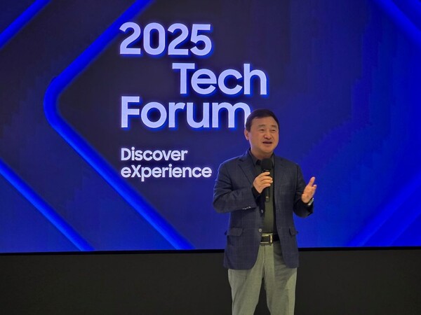 ▲ 17일(현지시간) 미국 실리콘밸리에서 열린 ‘2025 테크 포럼’에서 삼성전자 DX부문장 직무대행 노태문 사장이 환영사를 하고 있다.
